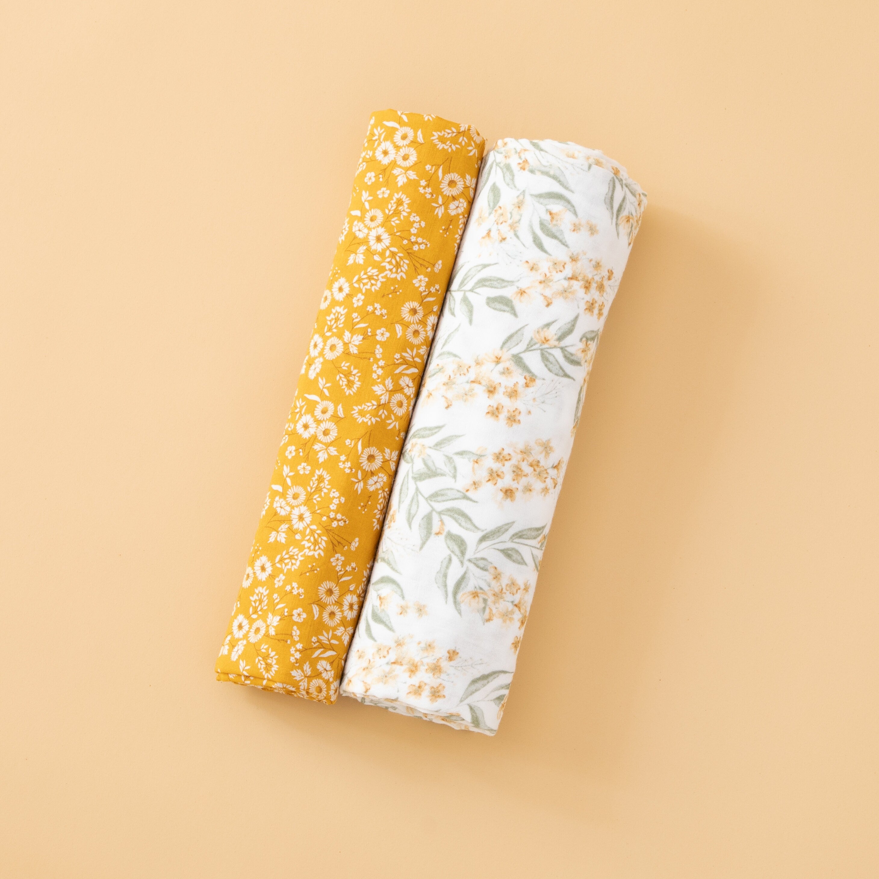 Set of 2 Muslin Wraps - Floral & Wattle